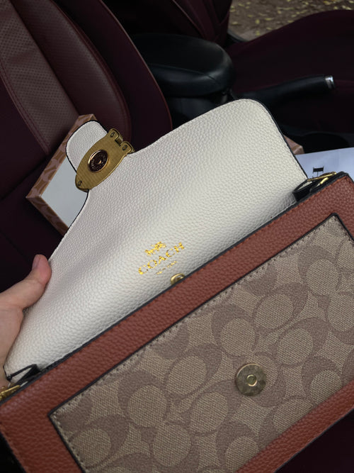 Coach bandoulière Tabby blanc & marron